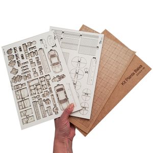 Kit Planta Baixa Preto Transparente Completo 1:50