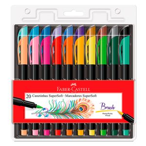 Canetinha Hidrográfica SuperSoft - BrushPen 20Cores - Faber-Castell
