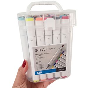 Marcador Artístico 2 Pontas  -  36 Cores - Graf Duo