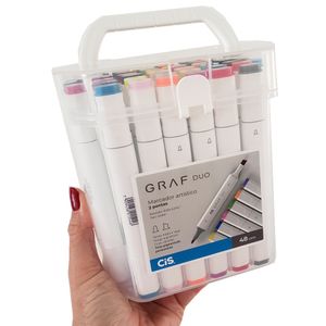 Marcador Artístico 2 Pontas  -  48 Cores - Graf Duo