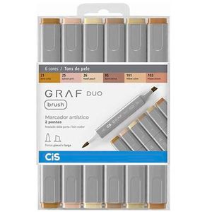 Marcador Artístico 2 Pontas  -  6 Cores - Graf Duo Brush - Tons de Pele