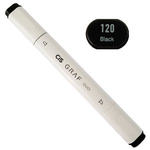 Marcador Artístico - 120 - Black - Graf Duo - 2 Pontas